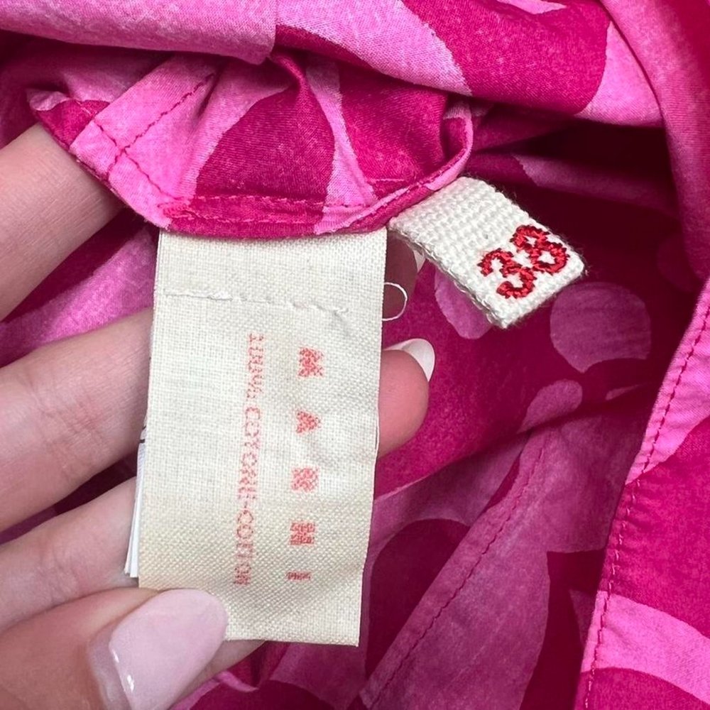 2000's Marni pink and red floral print cropped cotton blouse with tie back - Picture 4 of 4